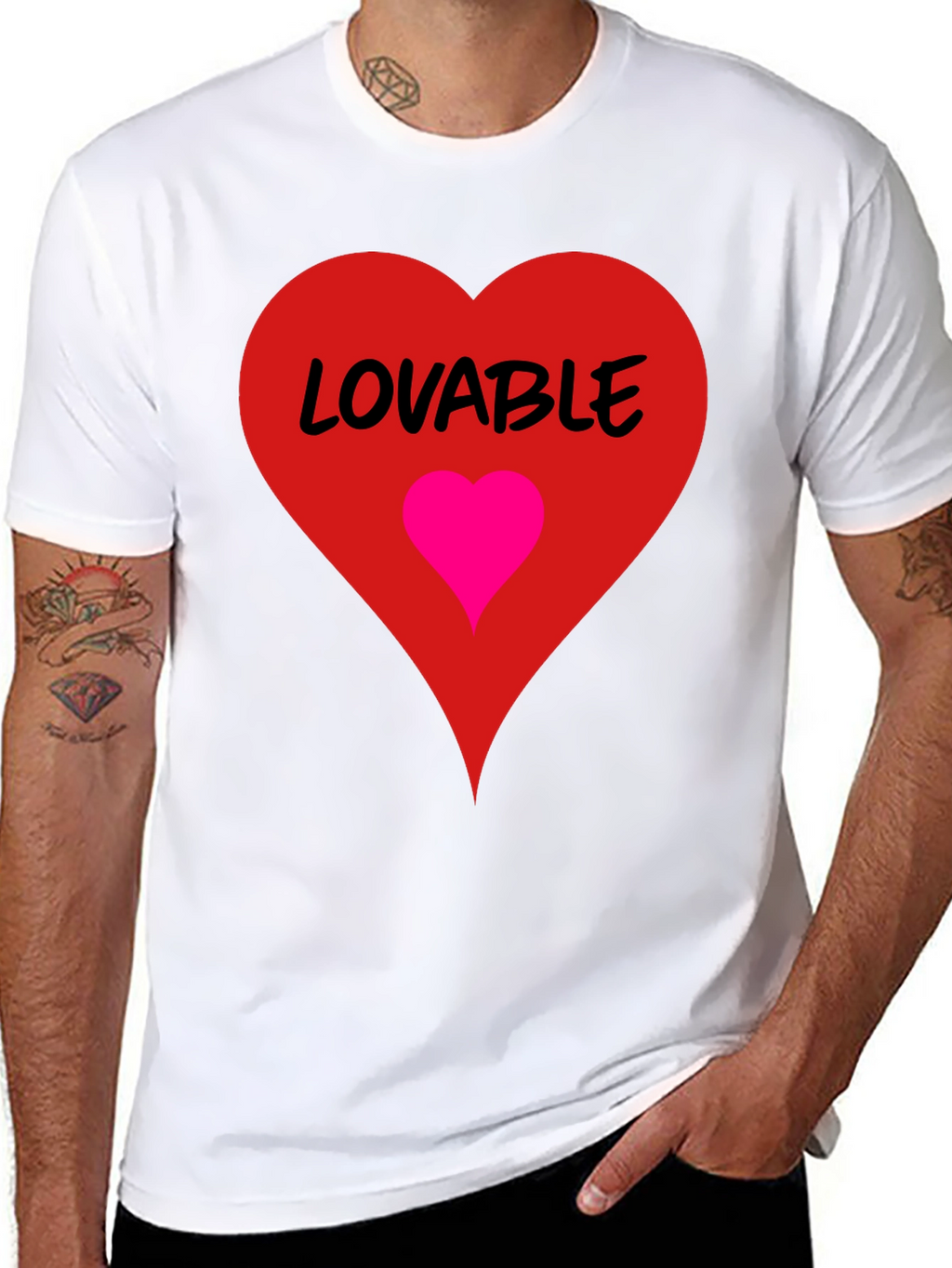 Lovable Heart Graphic Tee - Black Cotton Blend