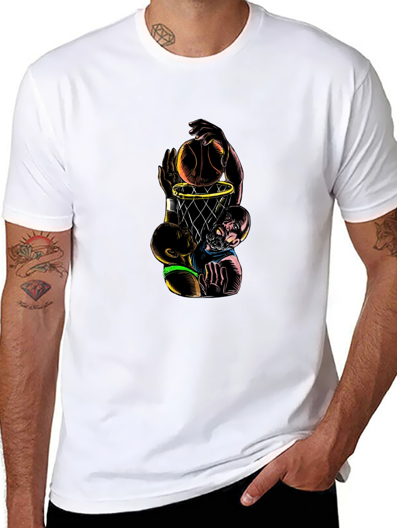 Basketball Graphic Print Mens Black T-Shirt