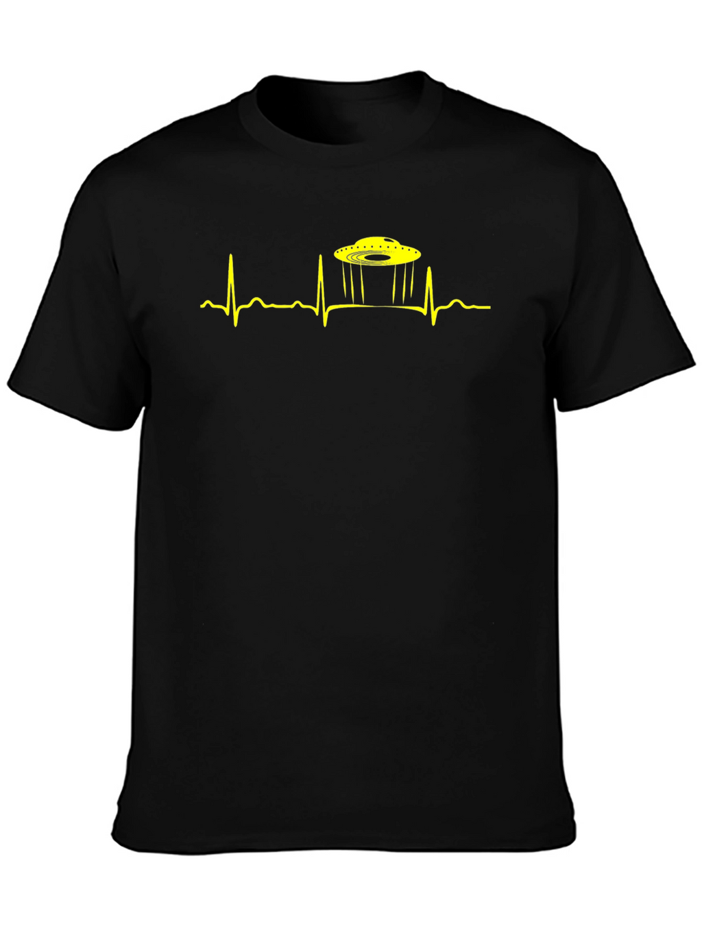 UFO Heartbeat Graphic Tee - Black Cotton T-Shirt