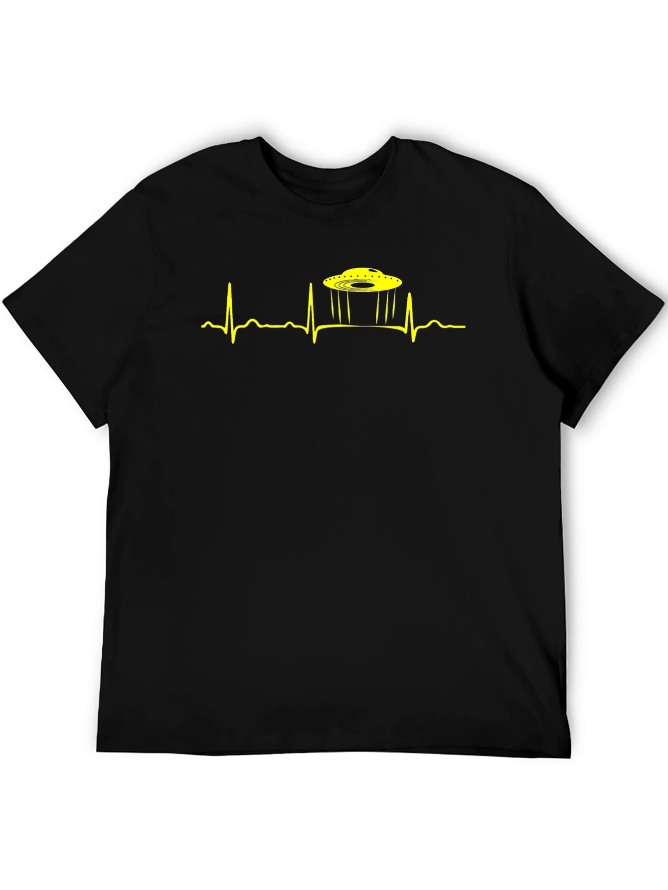 UFO Heartbeat Graphic Tee - Black Cotton T-Shirt