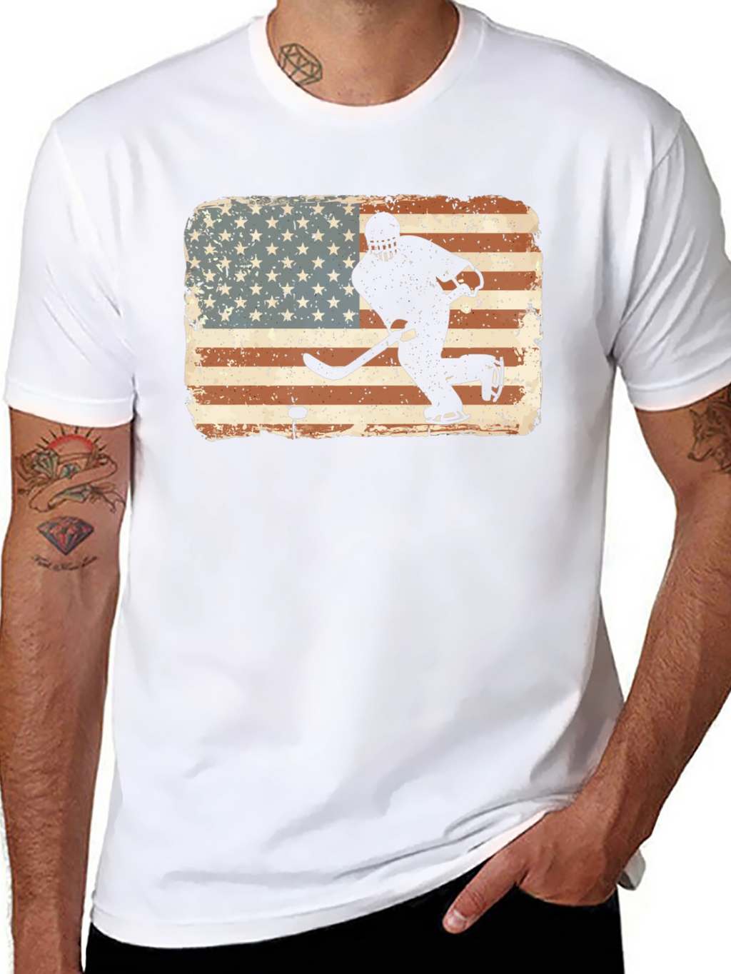 Hockey USA Flag Graphic T-Shirt