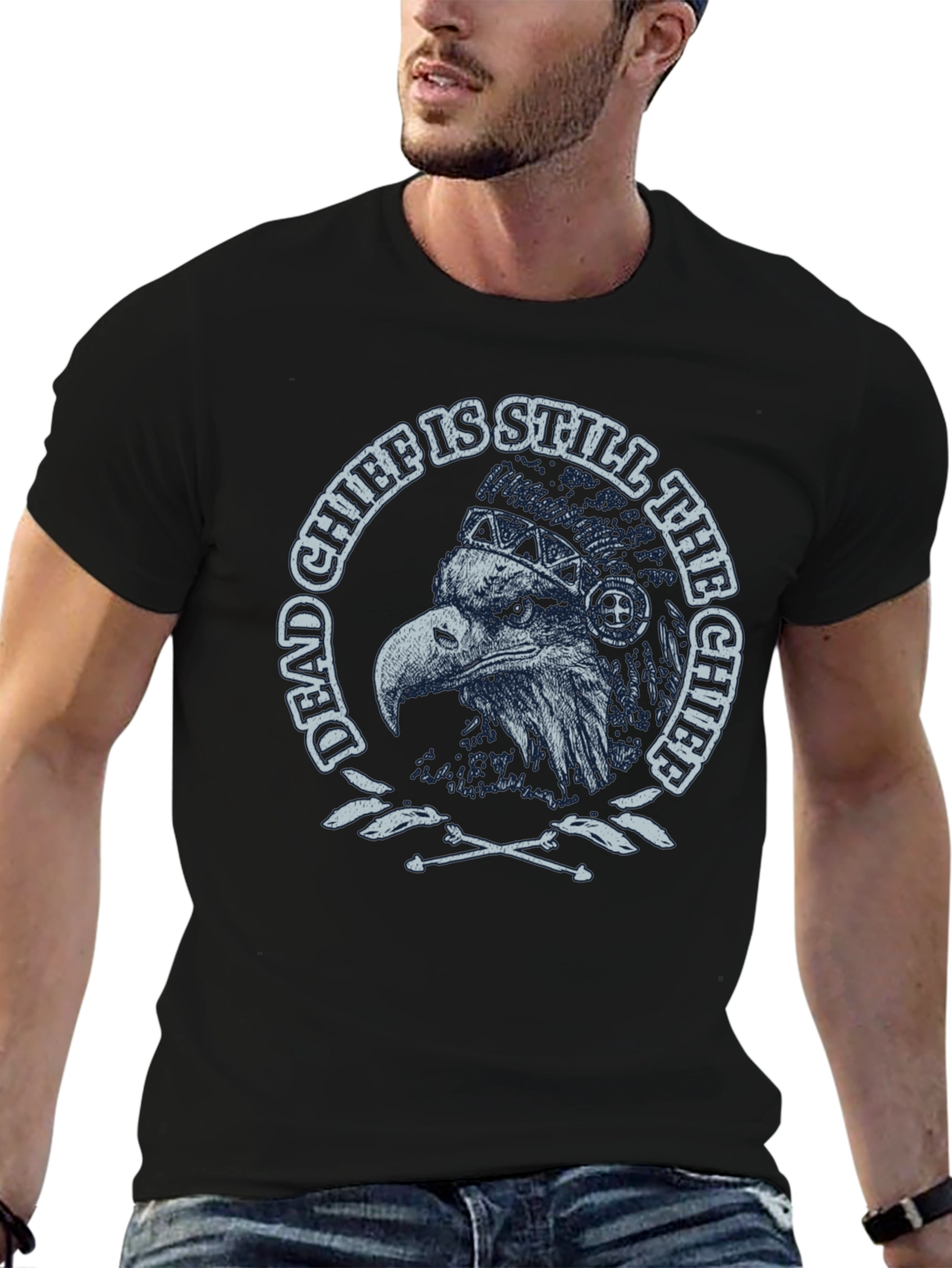 Dead Chief Eagle Graphic Tee - Black Cotton T-Shirt
