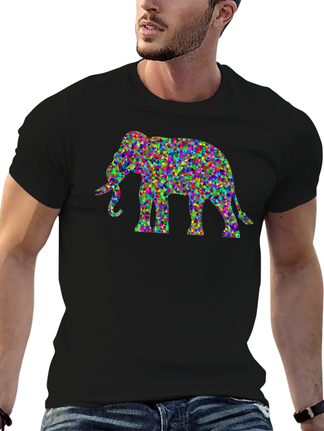 Geometric Elephant Graphic Tee - Unique Mens T-Shirt