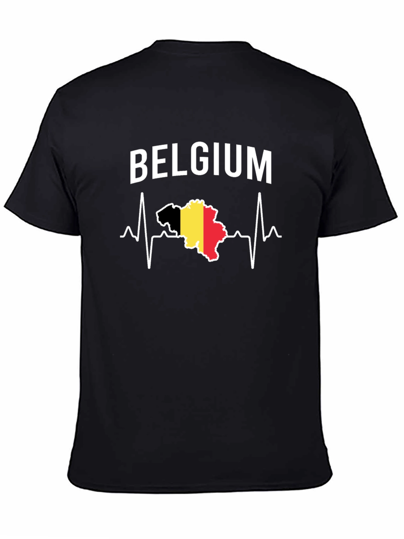 Belgium Heartbeat T-Shirt - Black Graphic Tee