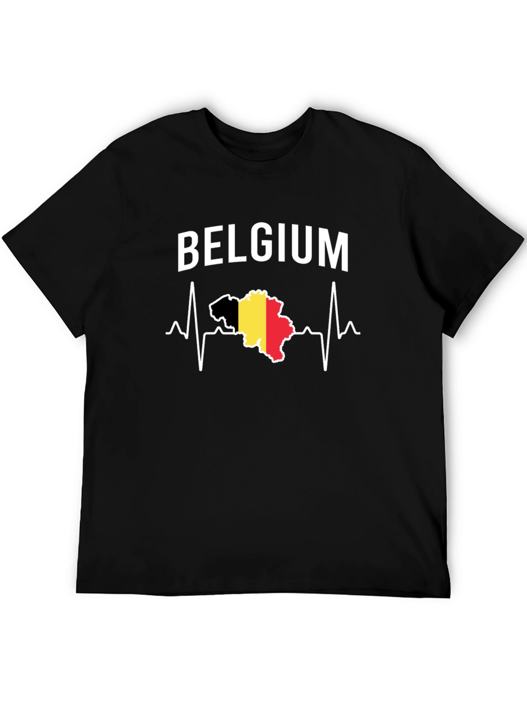 Belgium Heartbeat T-Shirt - Black Graphic Tee