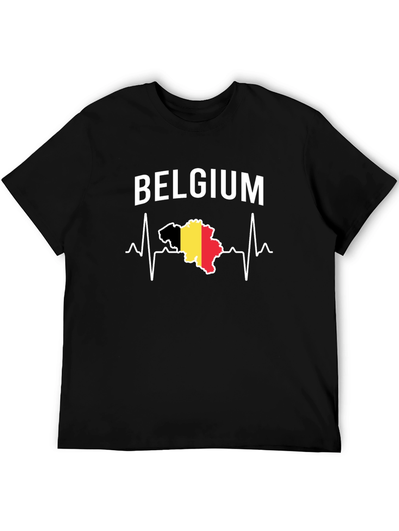 Belgium Heartbeat T-Shirt - Black Graphic Tee