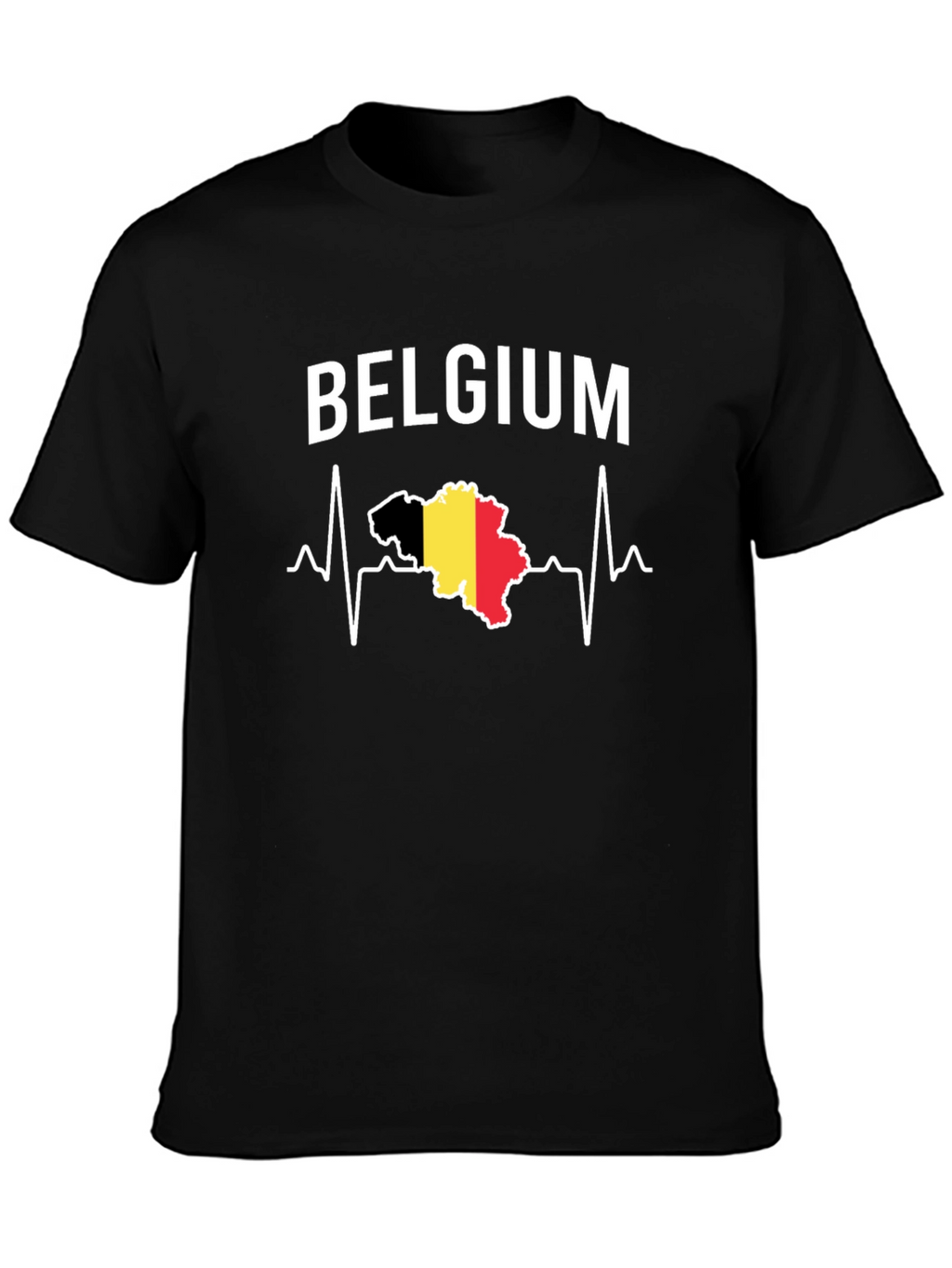 Belgium Heartbeat T-Shirt - Black Graphic Tee