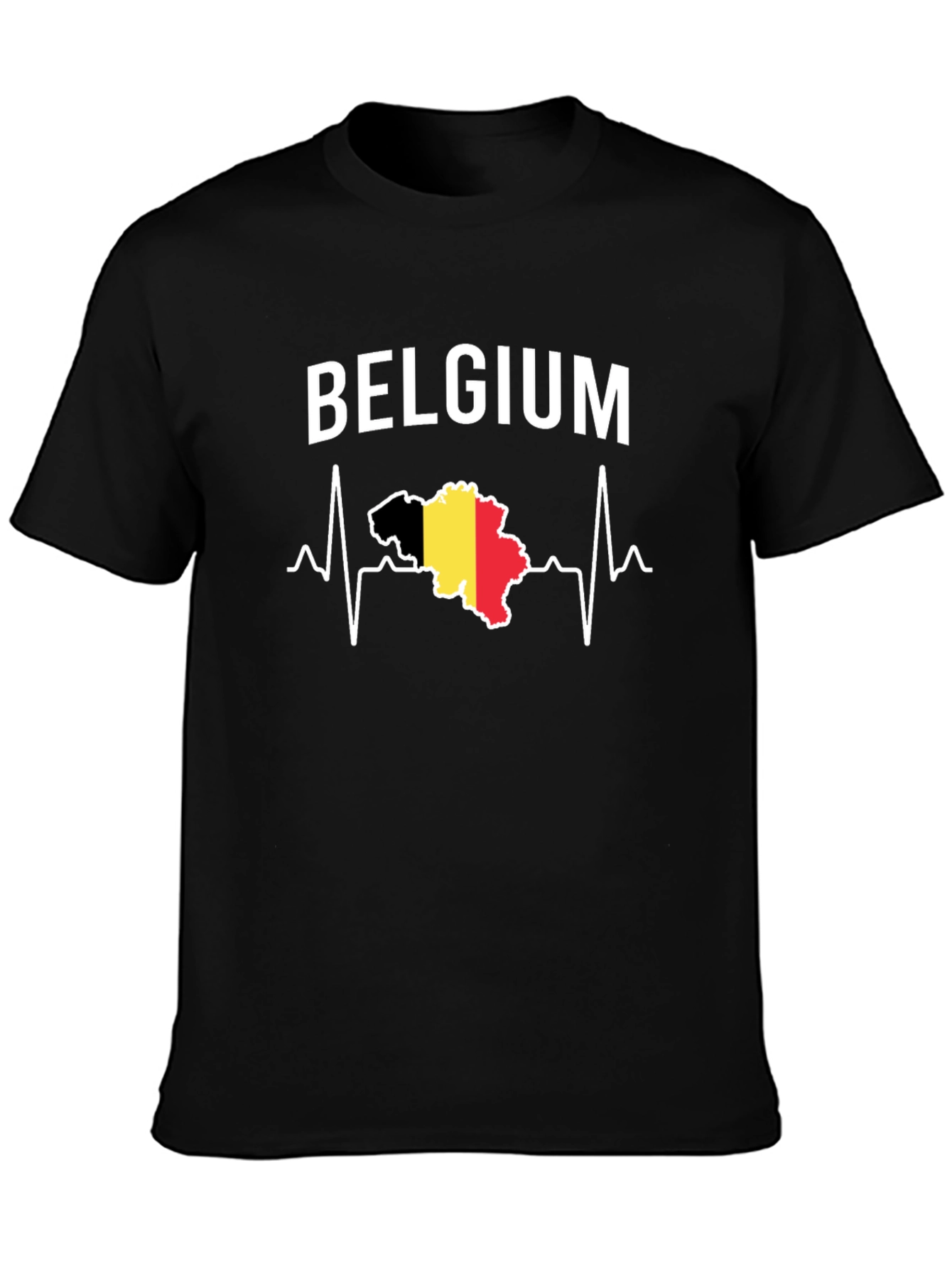 Belgium Heartbeat T-Shirt - Black Graphic Tee
