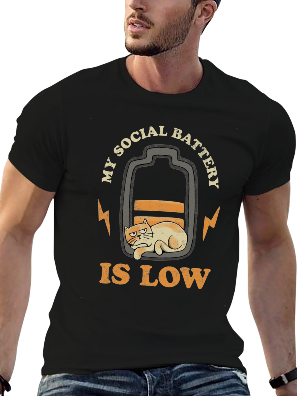 Low Social Battery Cat Graphic T-Shirt