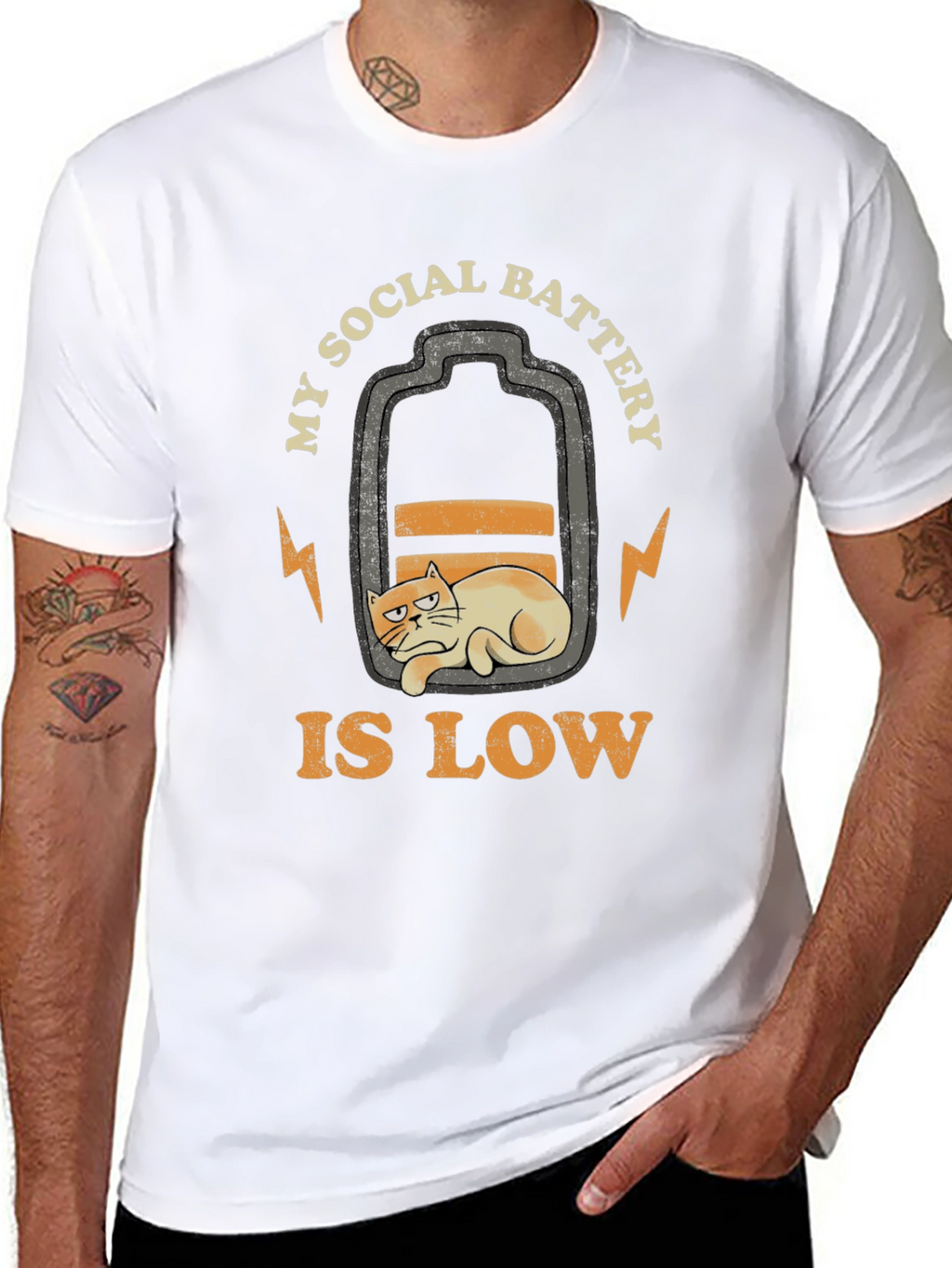 Low Social Battery Cat Graphic T-Shirt