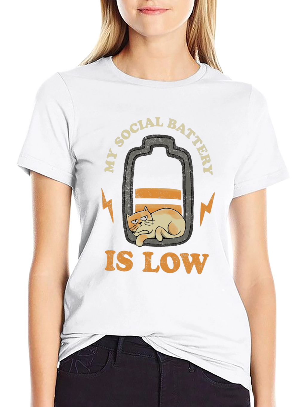Low Social Battery Cat Graphic T-Shirt