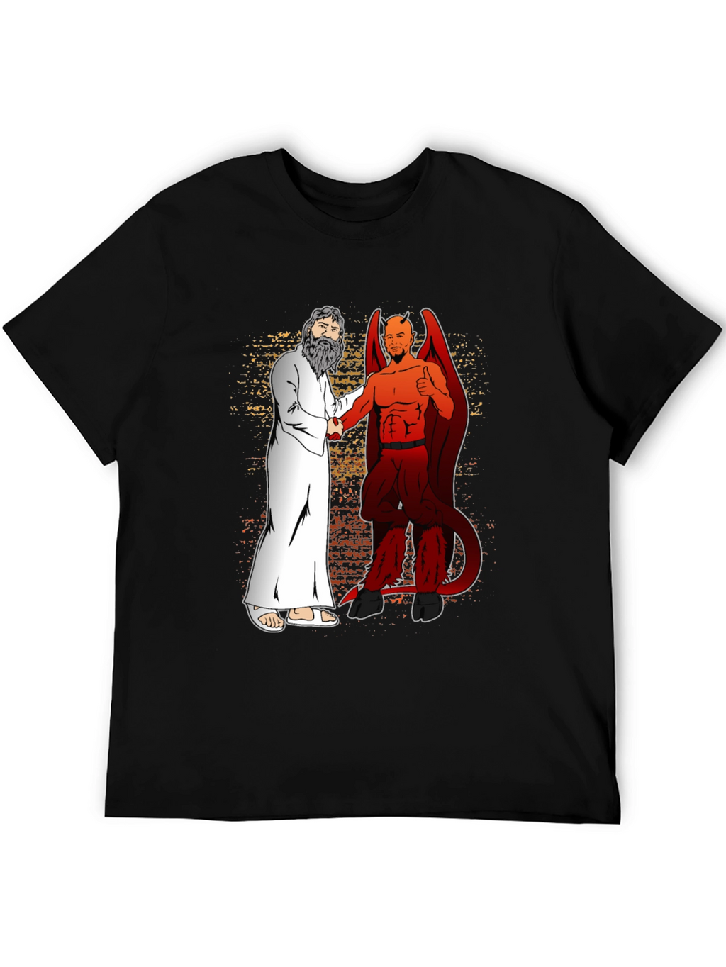 God & Devil Shaking Hands Graphic T-Shirt