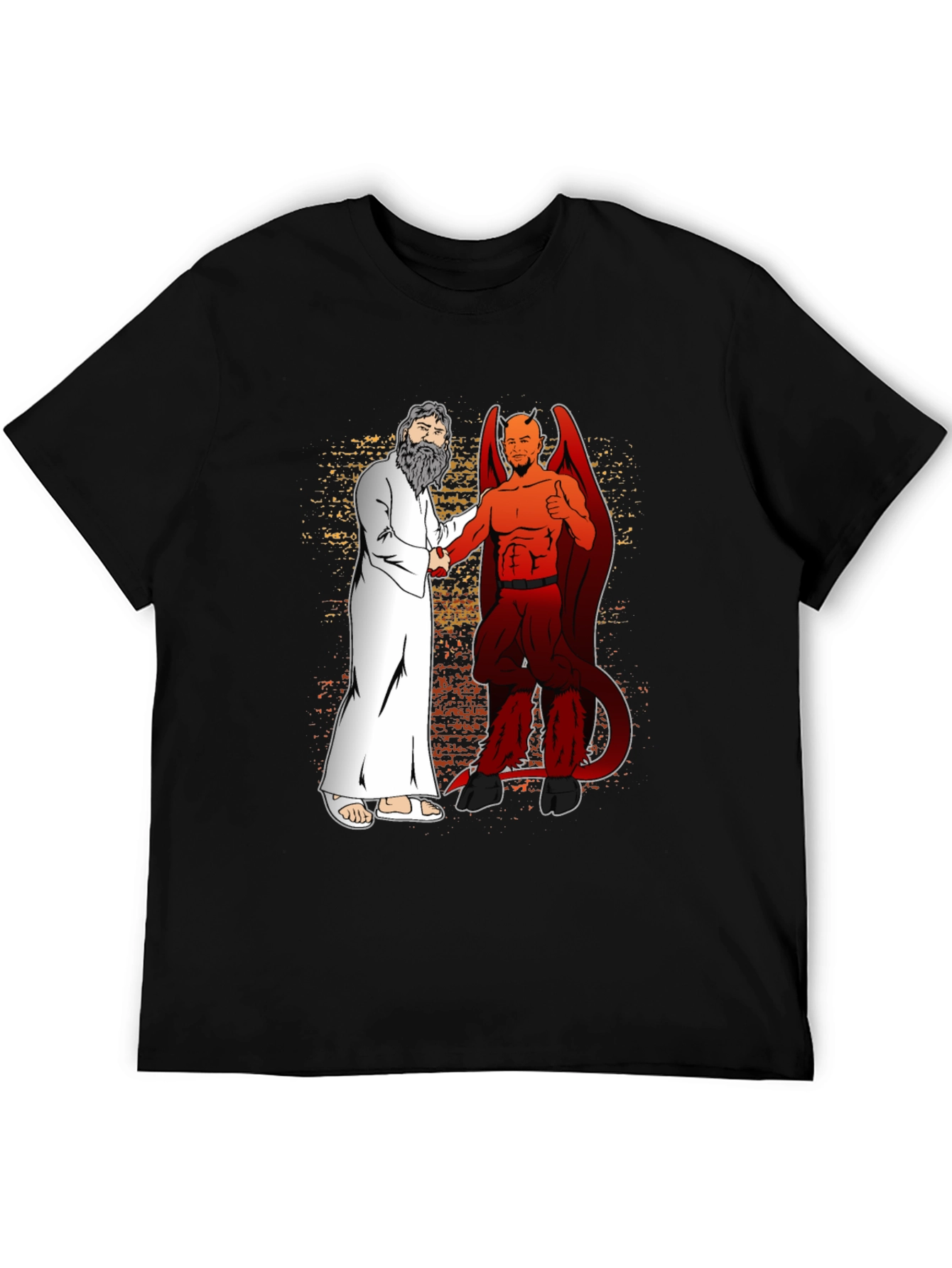 God & Devil Shaking Hands Graphic T-Shirt