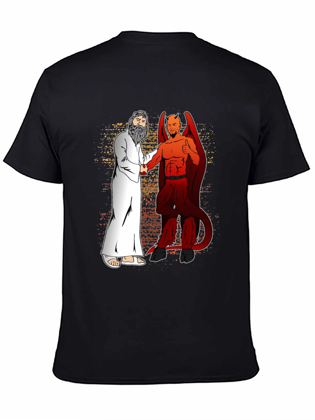 God & Devil Shaking Hands Graphic T-Shirt