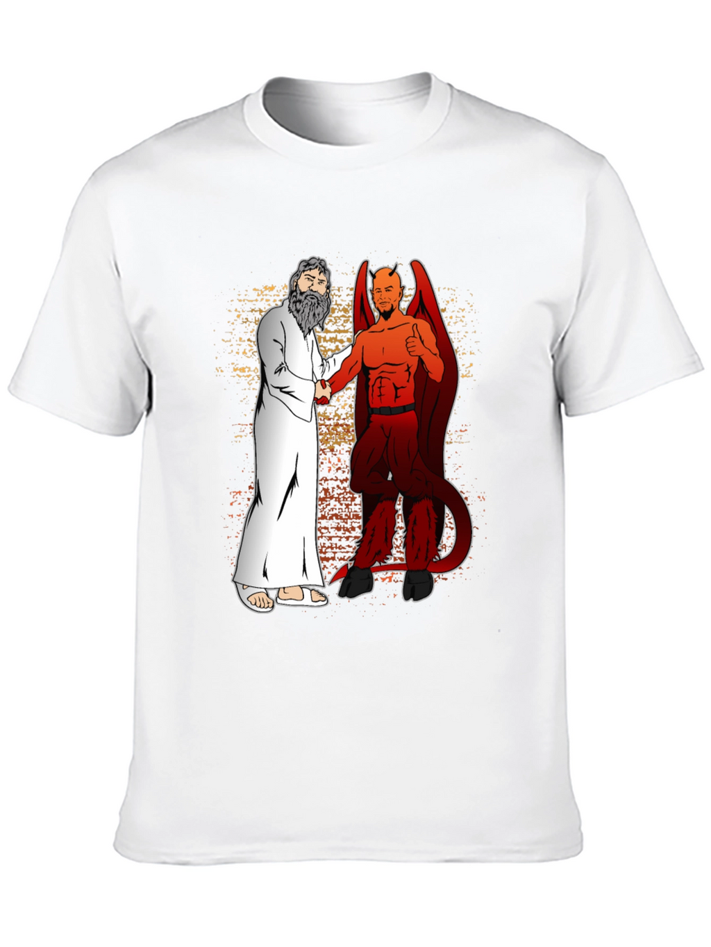 God & Devil Shaking Hands Graphic T-Shirt