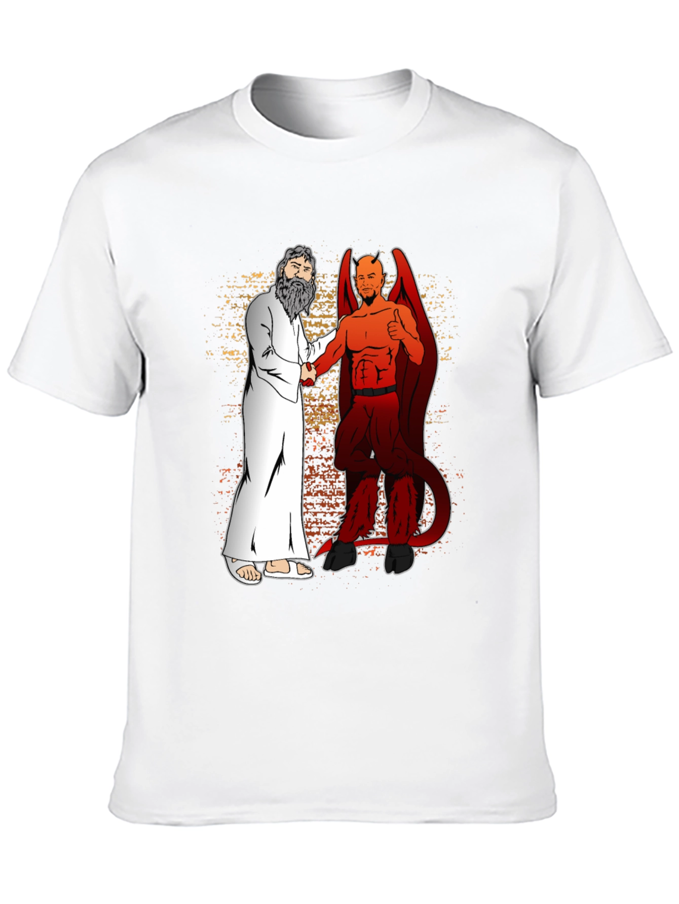 God & Devil Shaking Hands Graphic T-Shirt