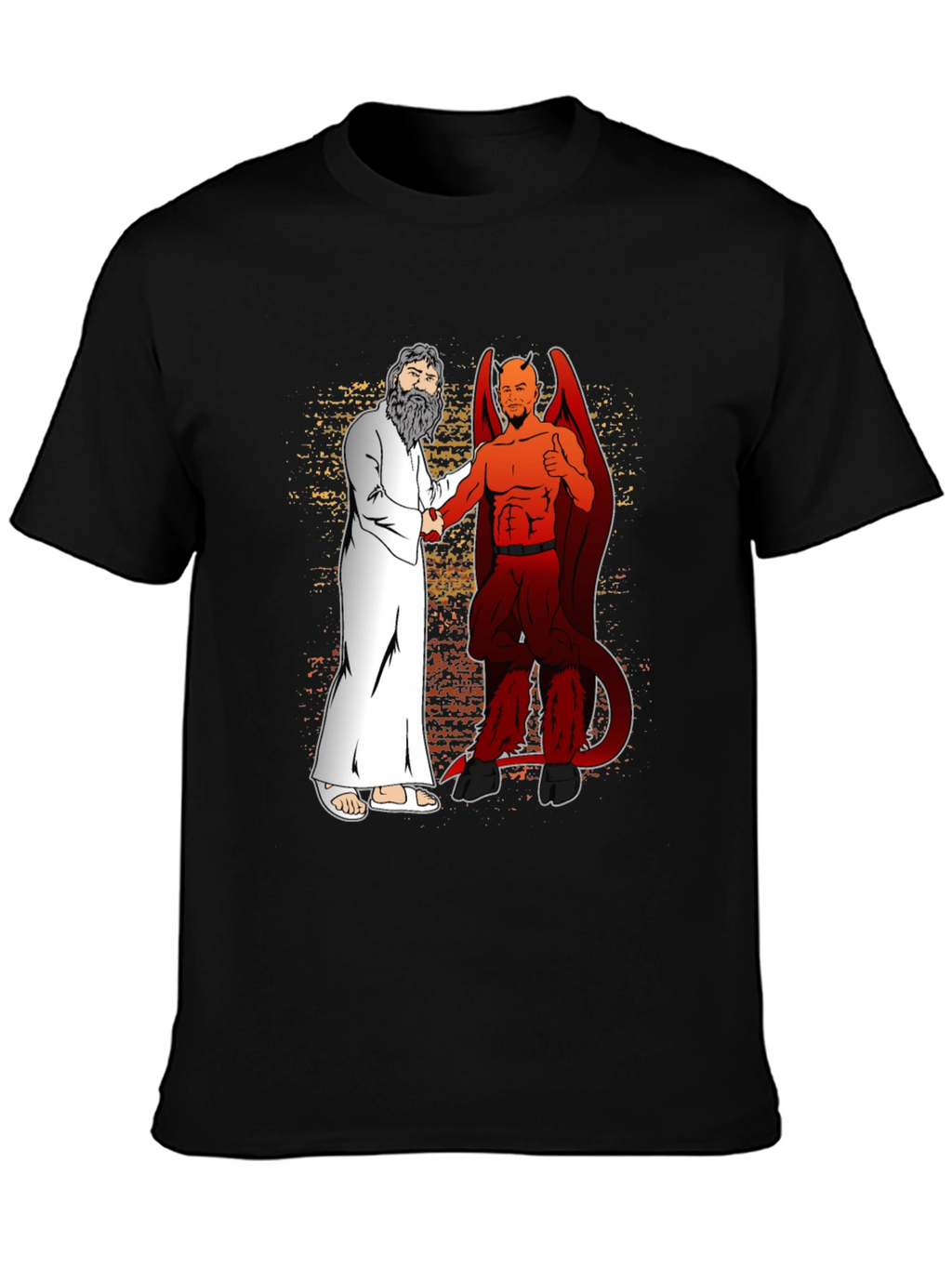 God & Devil Shaking Hands Graphic T-Shirt