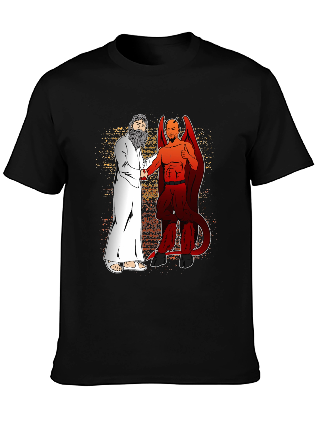 God & Devil Shaking Hands Graphic T-Shirt
