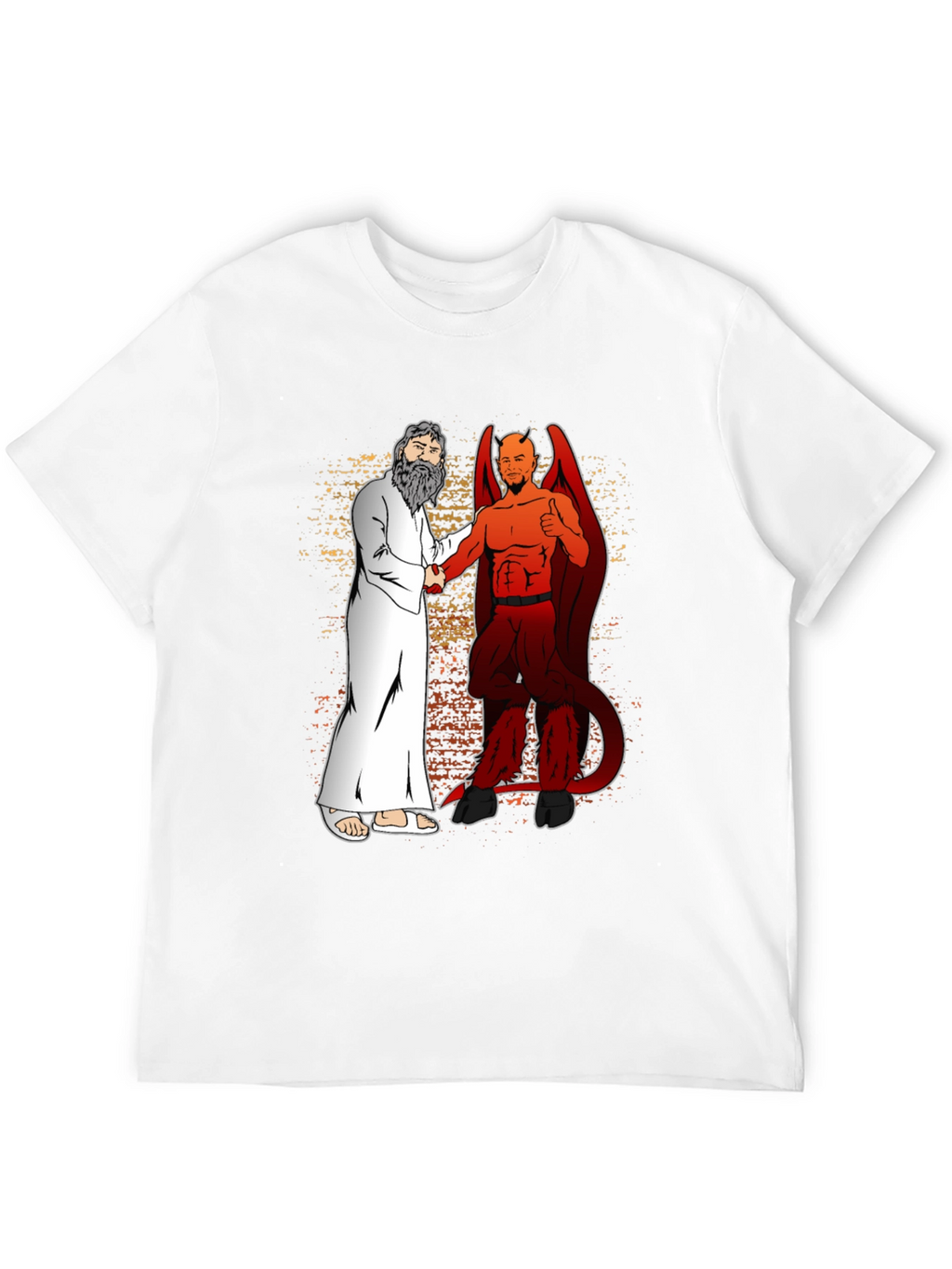 God & Devil Shaking Hands Graphic T-Shirt