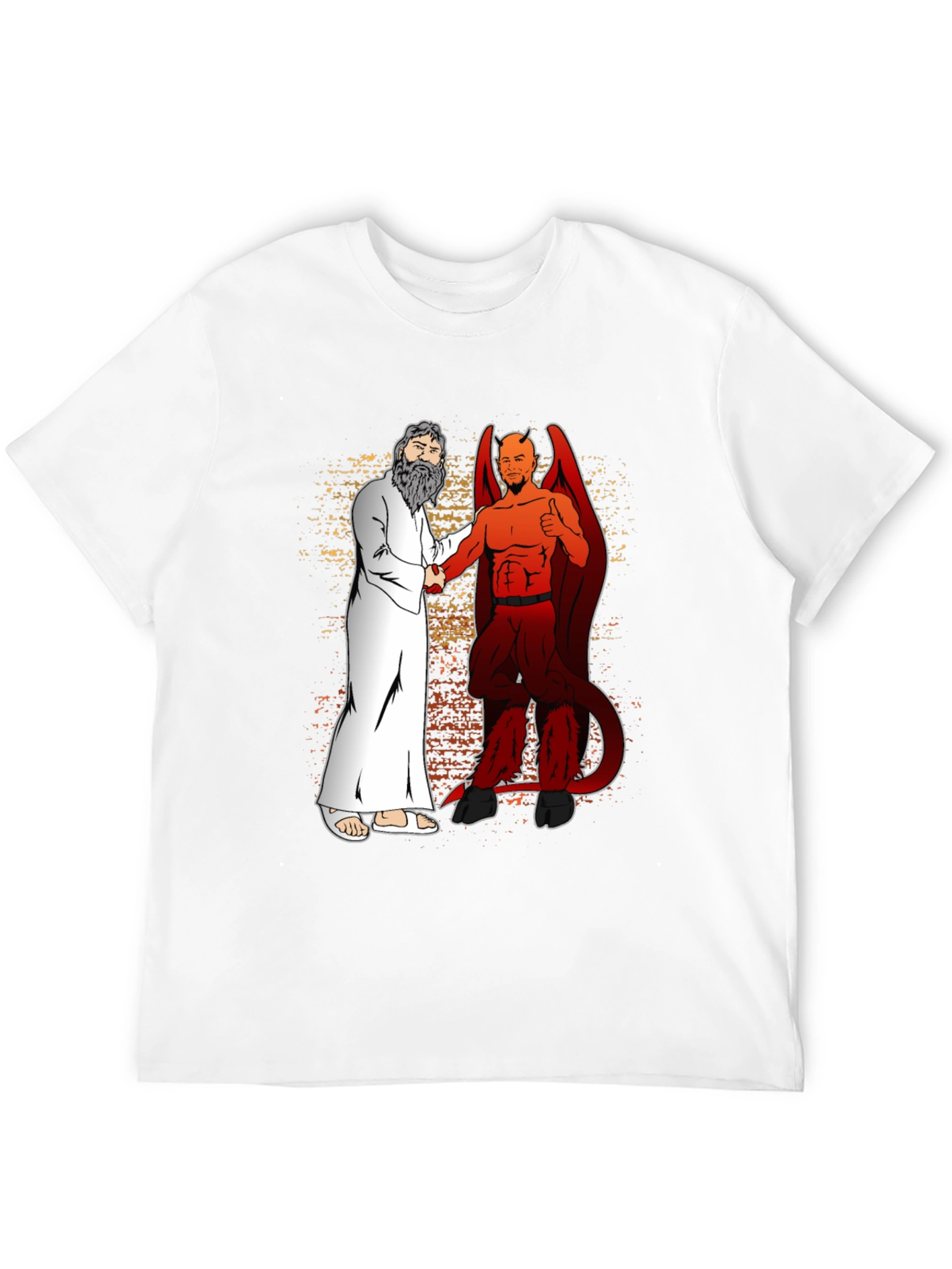 God & Devil Shaking Hands Graphic T-Shirt
