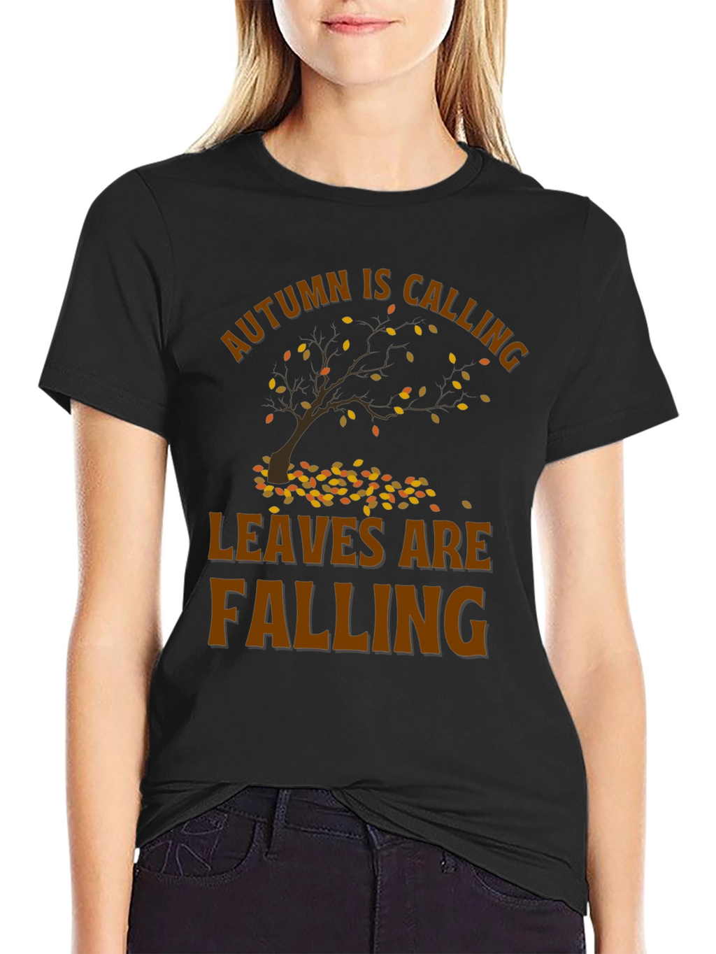 Autumn Calling T-Shirt - Falling Leaves Design