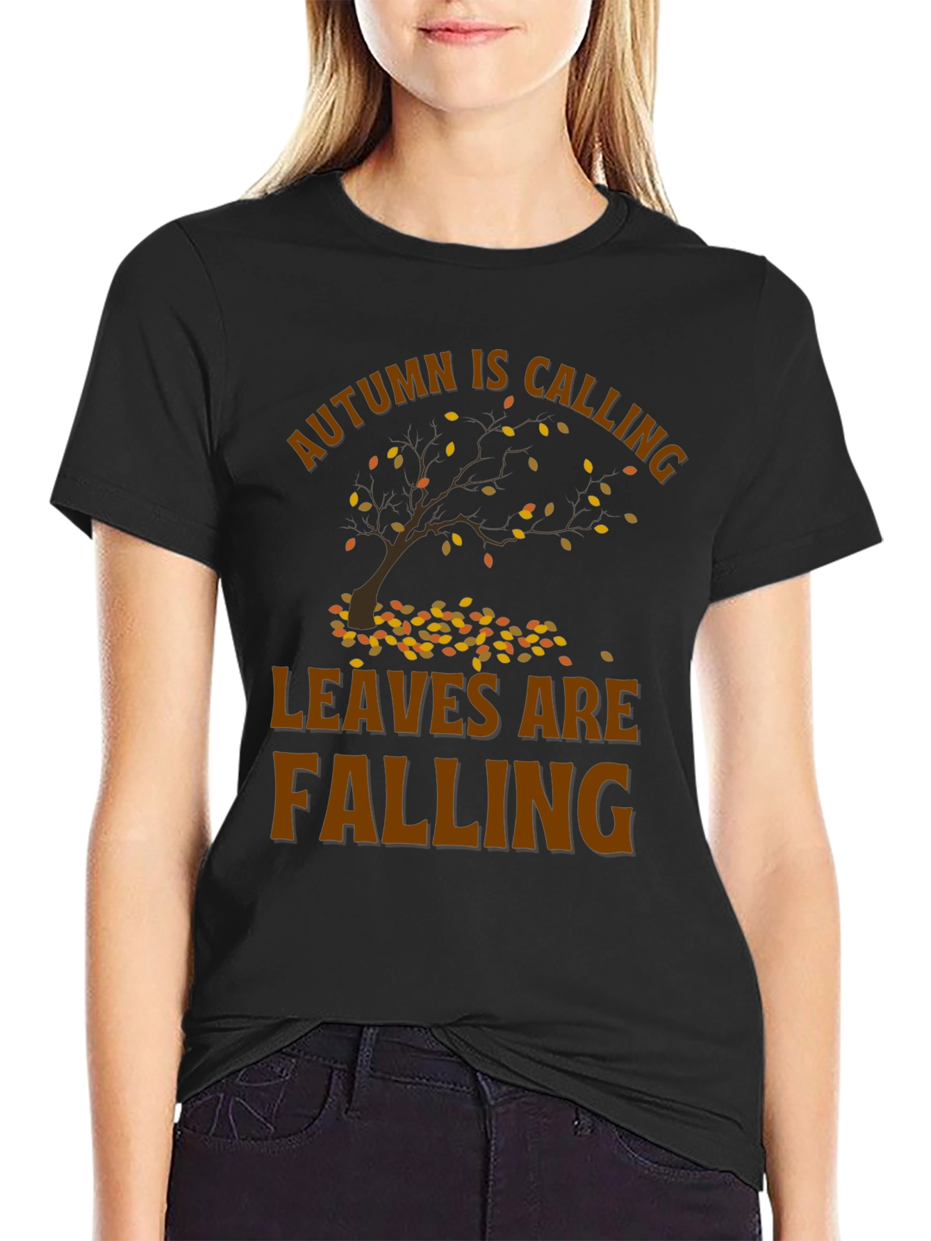 Autumn Calling T-Shirt - Falling Leaves Design
