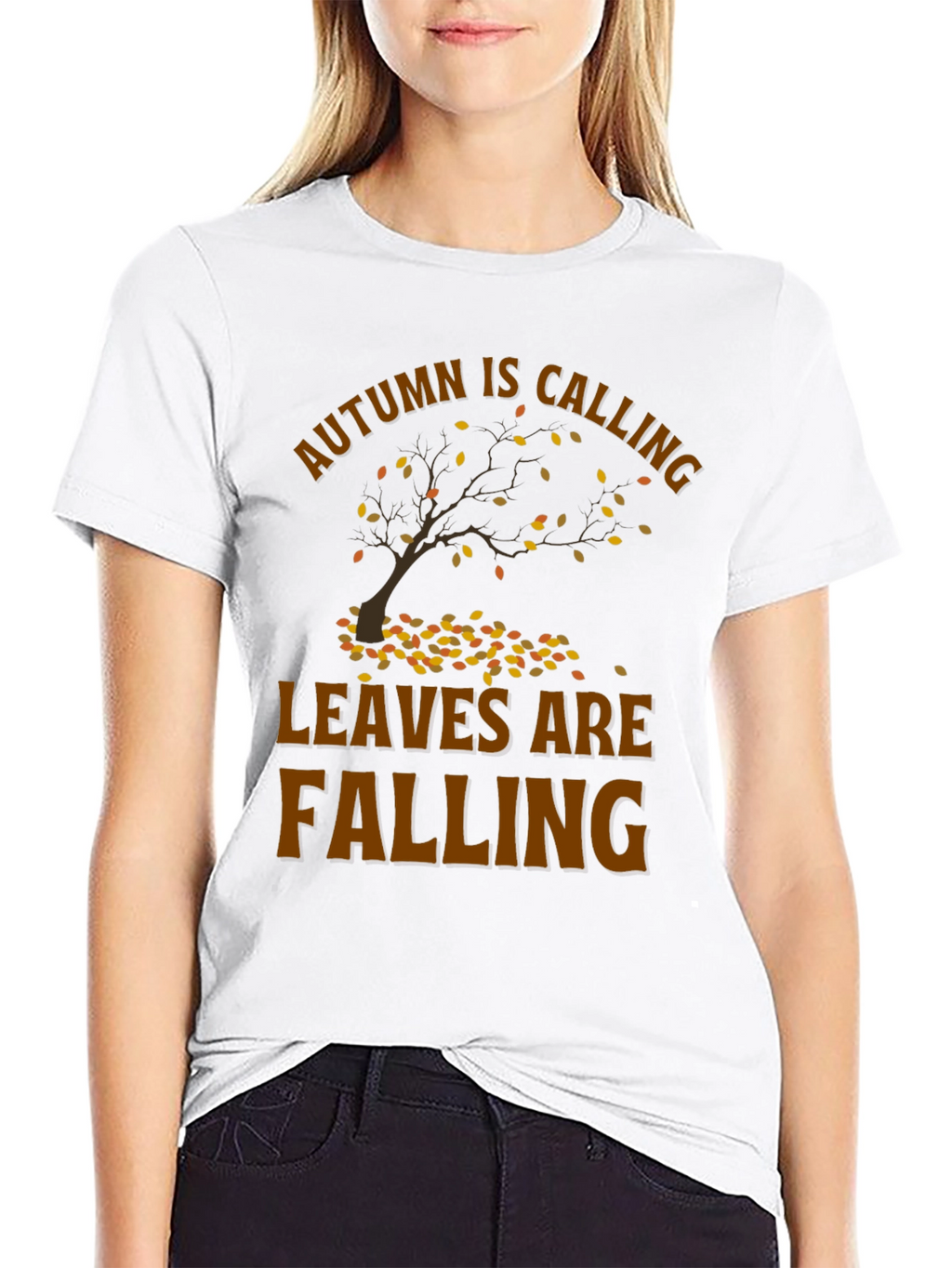 Autumn Calling T-Shirt - Falling Leaves Design