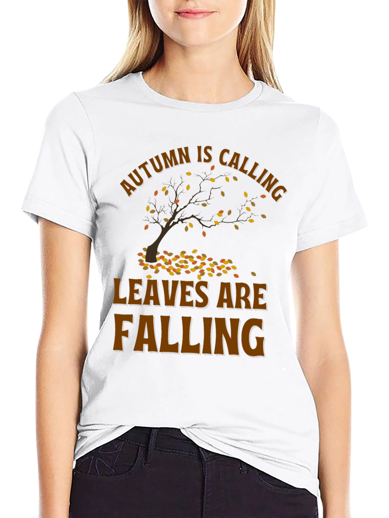 Autumn Calling T-Shirt - Falling Leaves Design