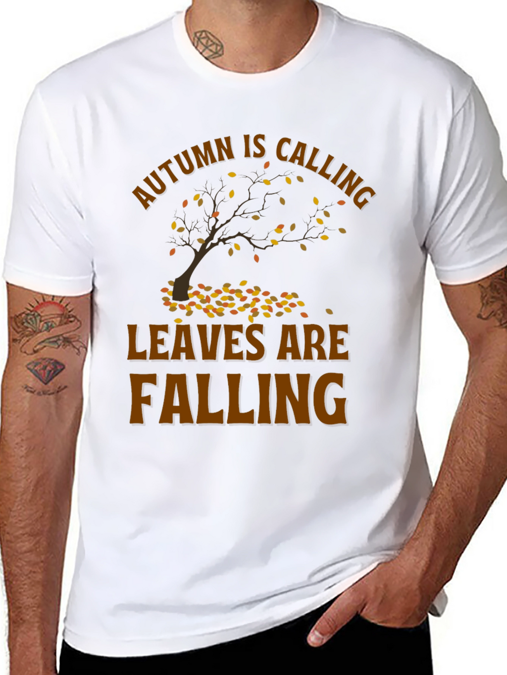 Autumn Calling T-Shirt - Falling Leaves Design