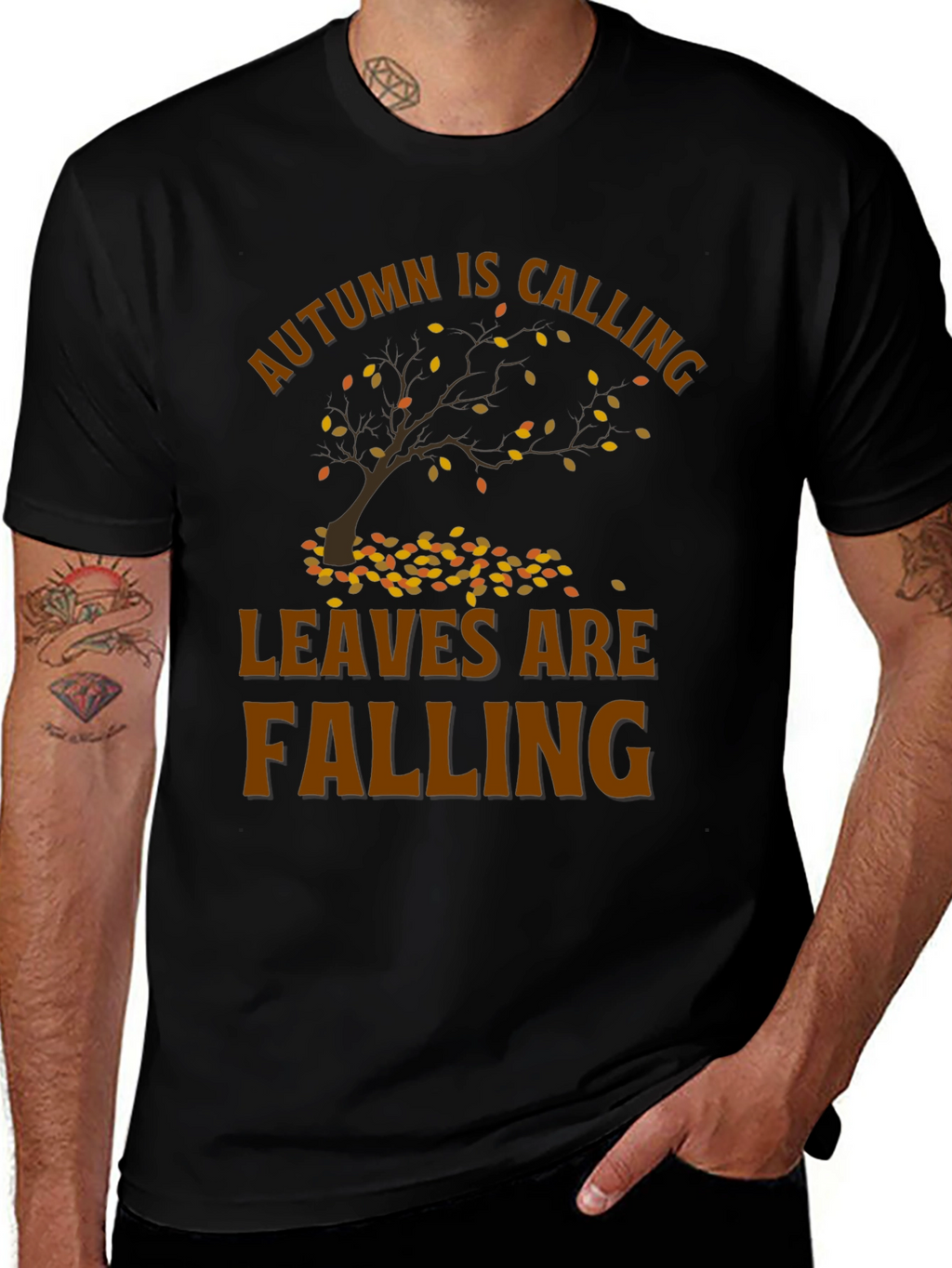 Autumn Calling T-Shirt - Falling Leaves Design