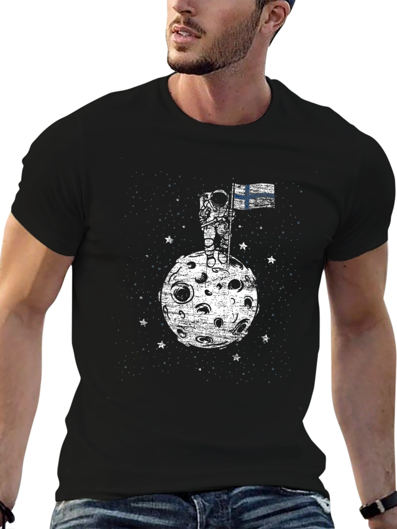Finland Astronaut Flag Graphic T-Shirt