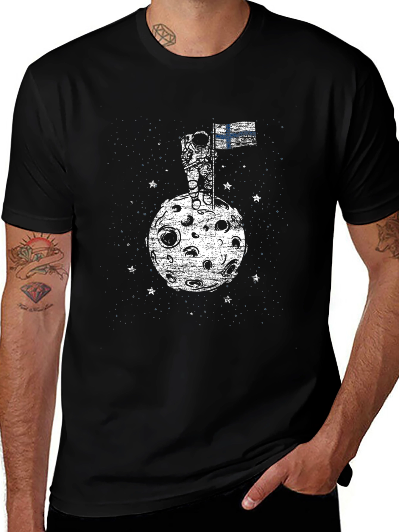 Finland Astronaut Flag Graphic T-Shirt