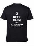 Keep Calm Disobey Graphic Tee - Black Cotton T-Shirt