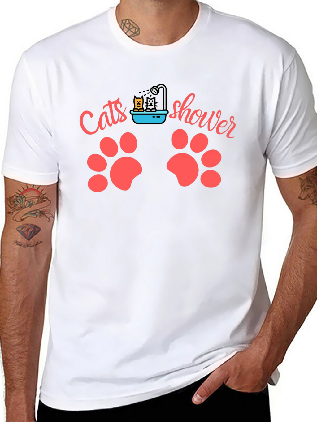 Cats Shower Funny T-Shirt Black
