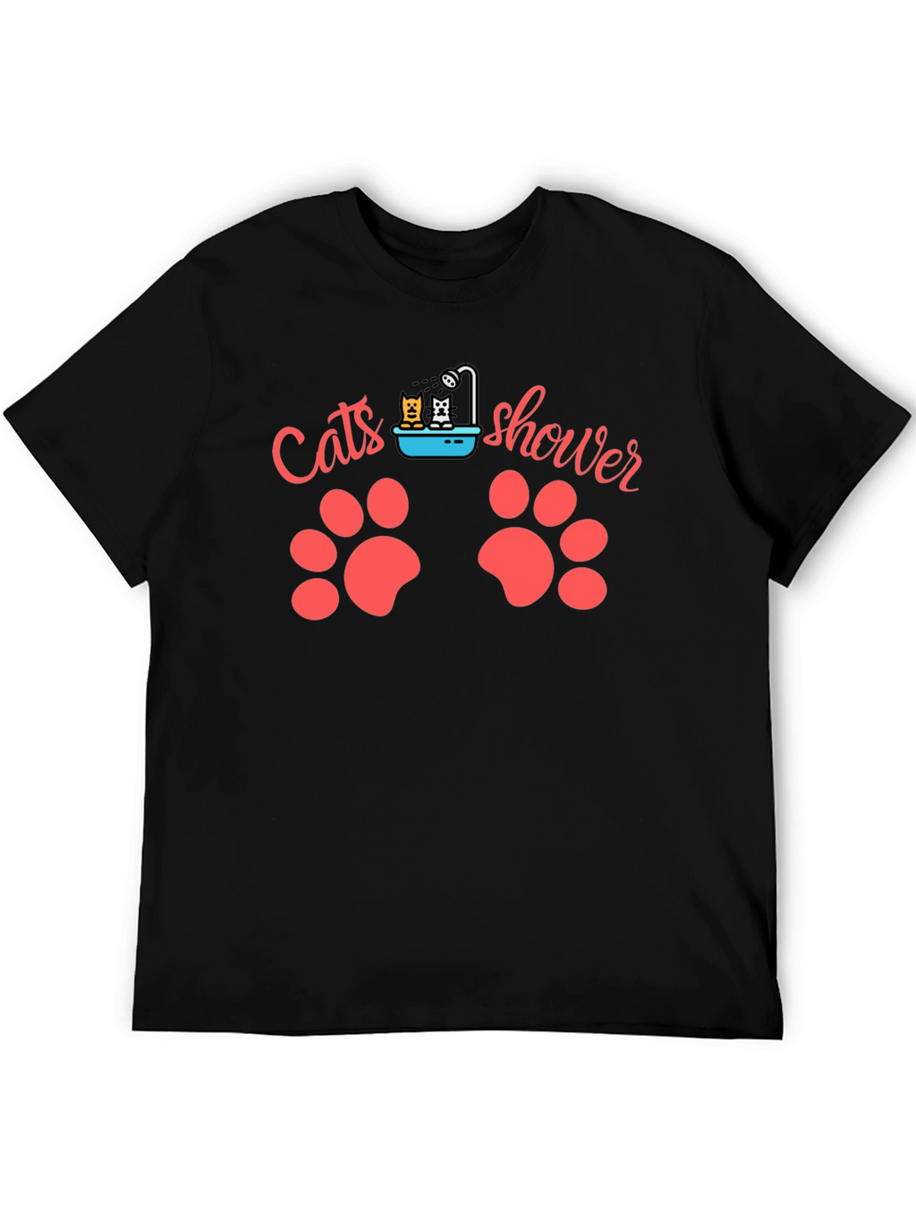 Cats Shower Funny T-Shirt Black