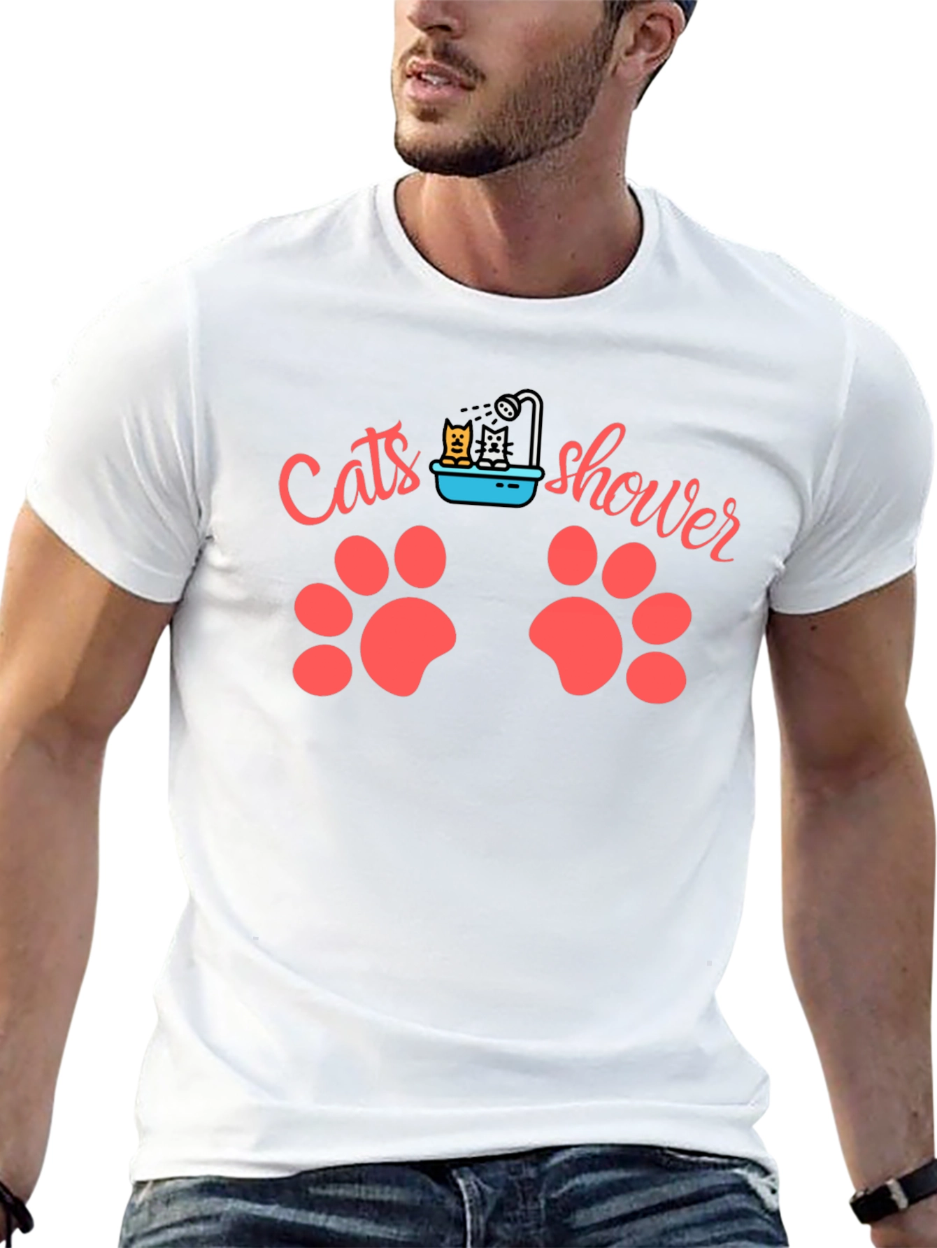 Cats Shower Funny T-Shirt Black