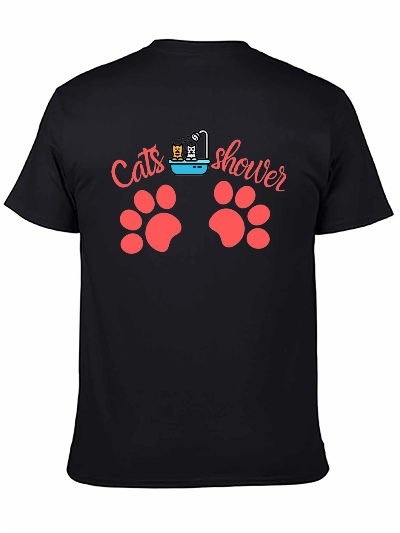 Cats Shower Funny T-Shirt Black
