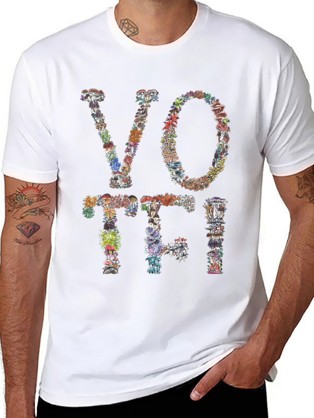 Mushroom VOTE T-Shirt Botanical Design Tee