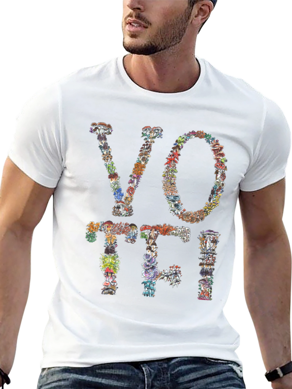 Mushroom VOTE T-Shirt Botanical Design Tee