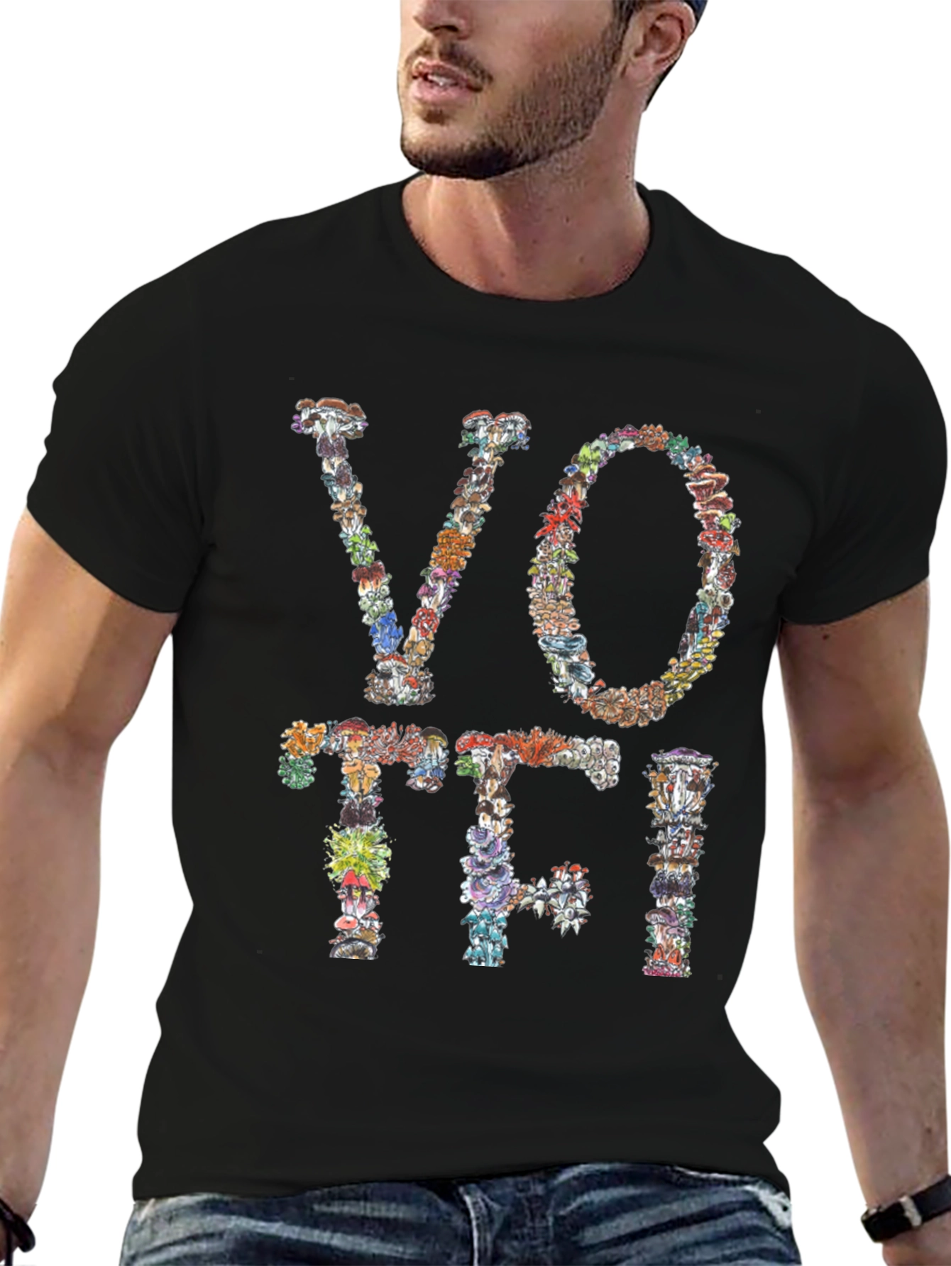 Mushroom VOTE T-Shirt Botanical Design Tee