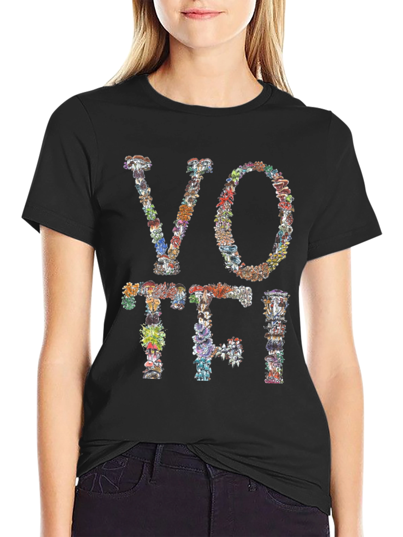 Mushroom VOTE T-Shirt Botanical Design Tee