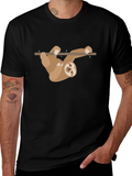 Sloth Hanging T-Shirt - Cute Cartoon Design