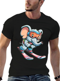Skiing Elephant Graphic Tee - Black