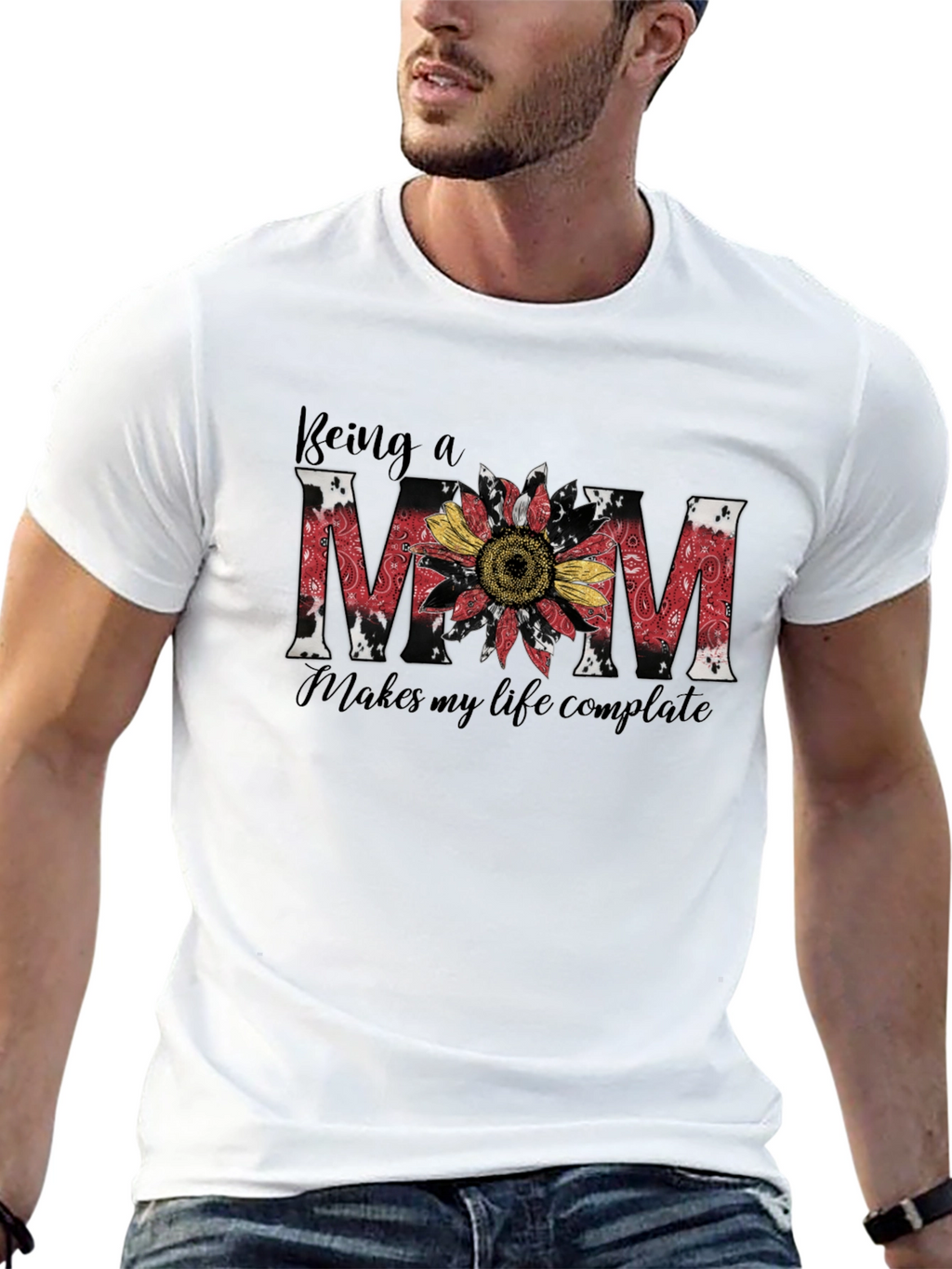 Being A Mom Sunflower Graphic T-Shirt