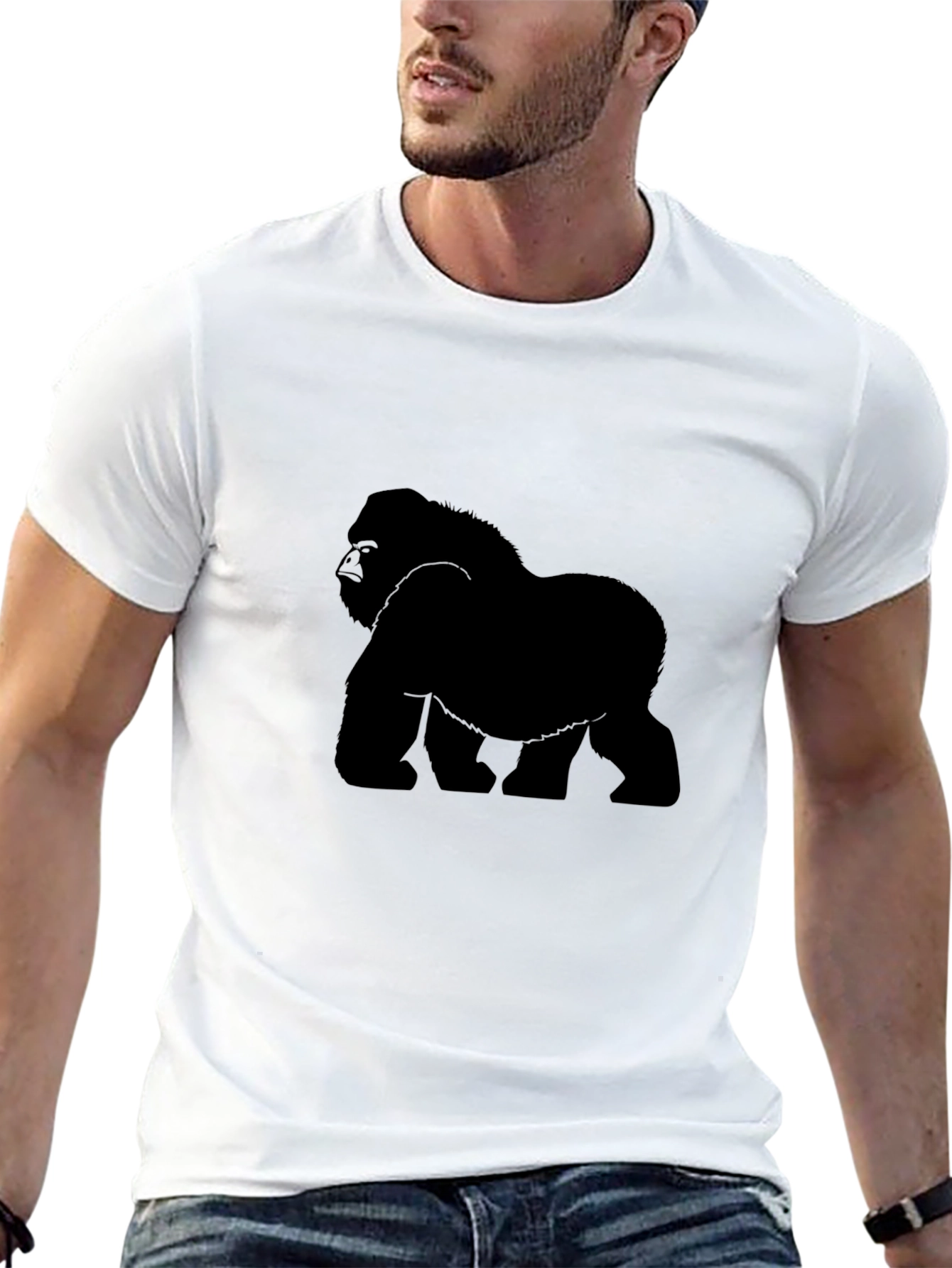 Gorilla Graphic T-Shirt - Black Crew Neck