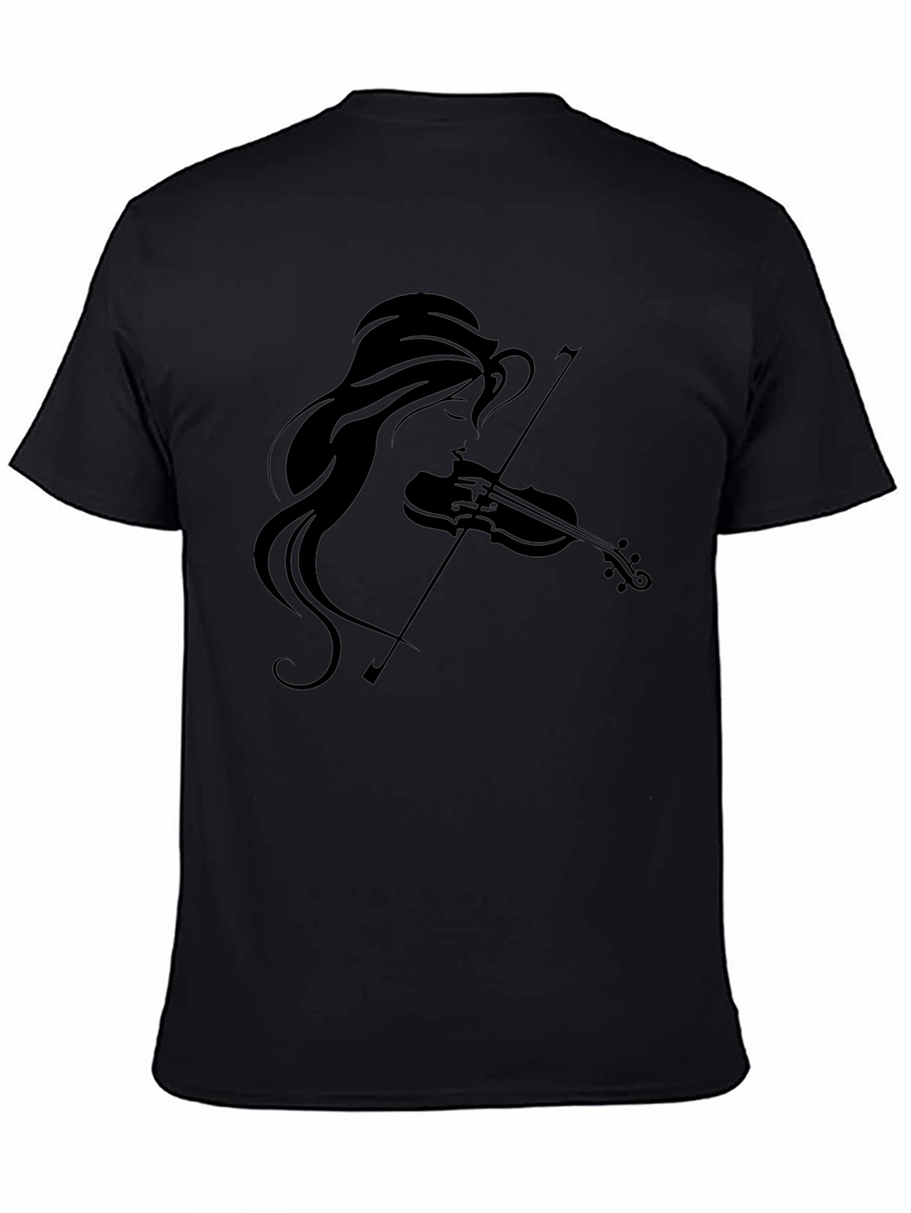 Violin Girl Graphic Tee - Black Cotton T-Shirt