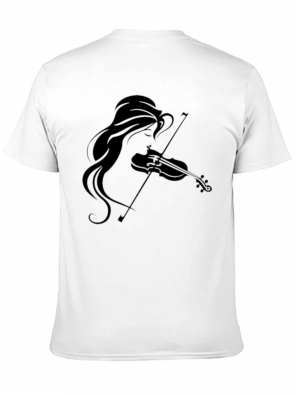 Violin Girl Graphic Tee - Black Cotton T-Shirt