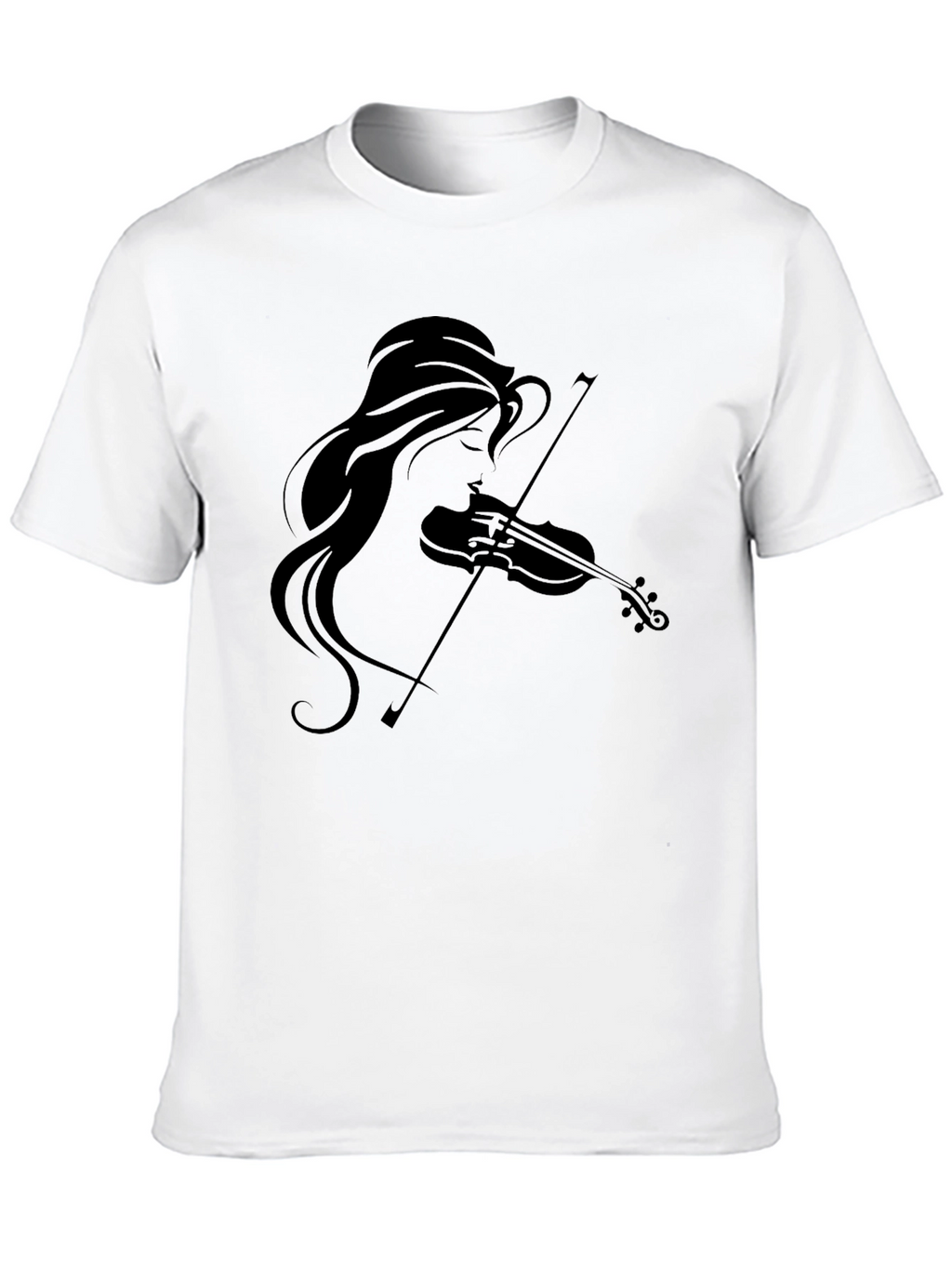 Violin Girl Graphic Tee - Black Cotton T-Shirt