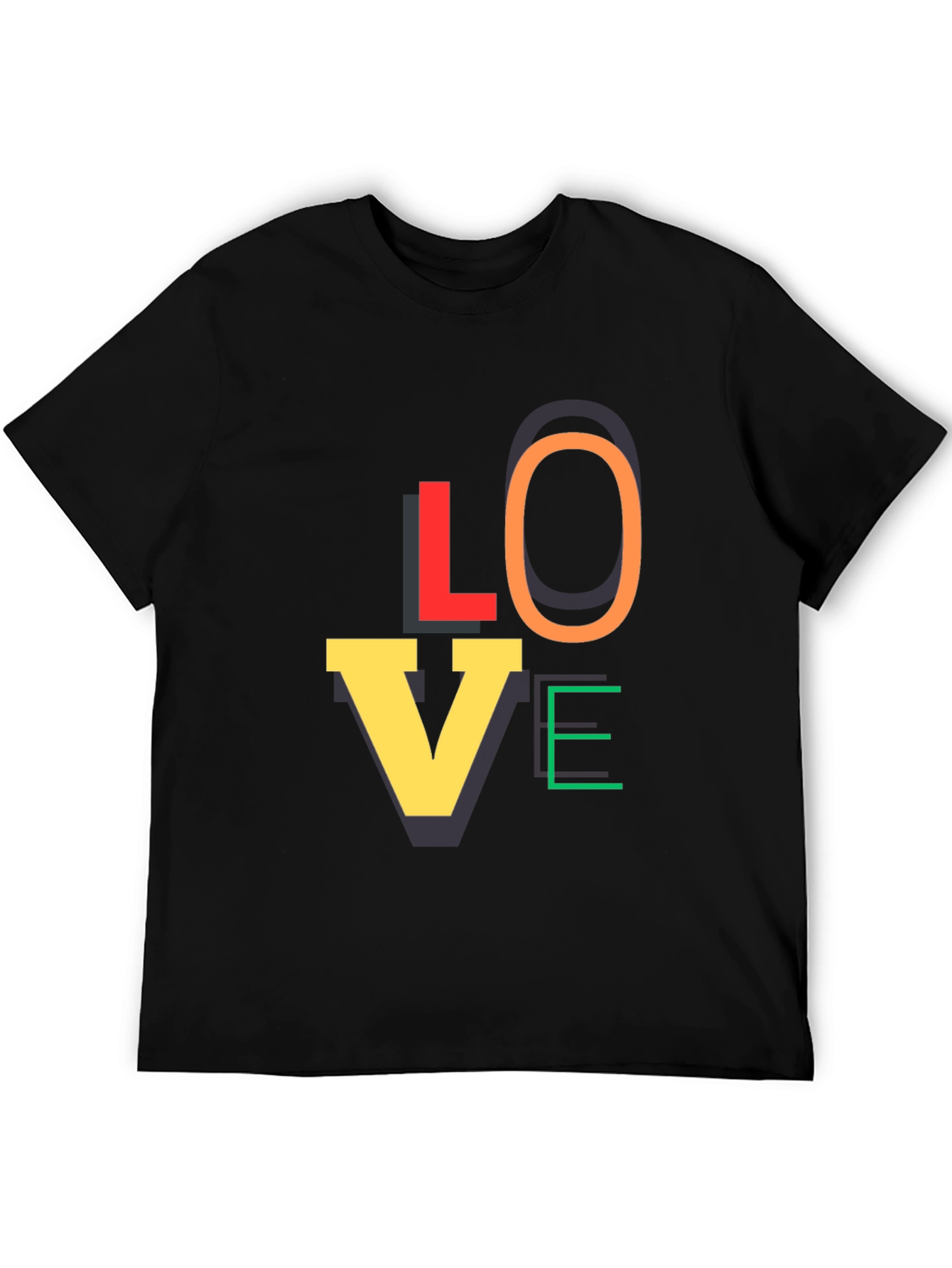 Colorful LOVE Graphic Black T-Shirt