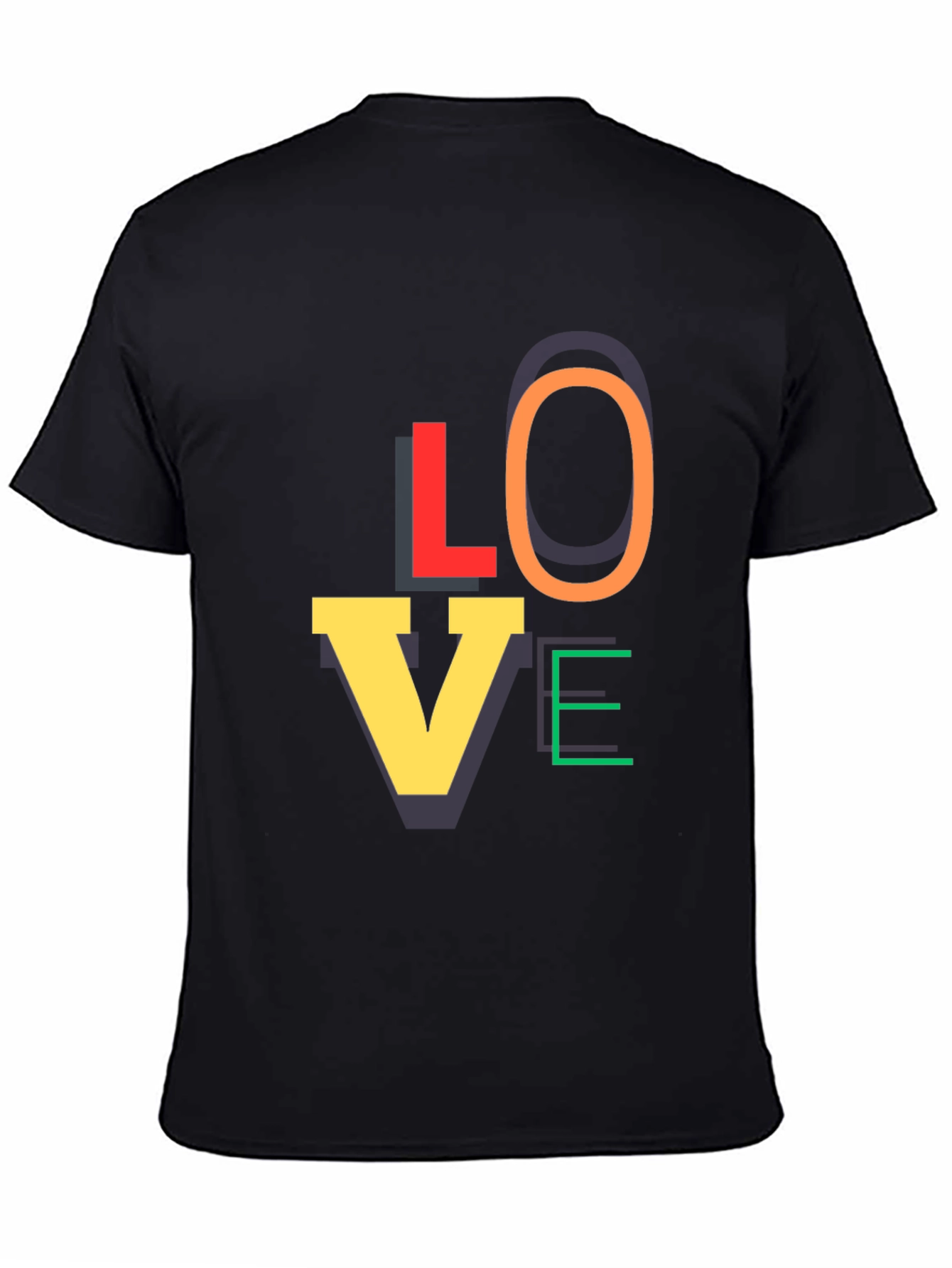 Colorful LOVE Graphic Black T-Shirt